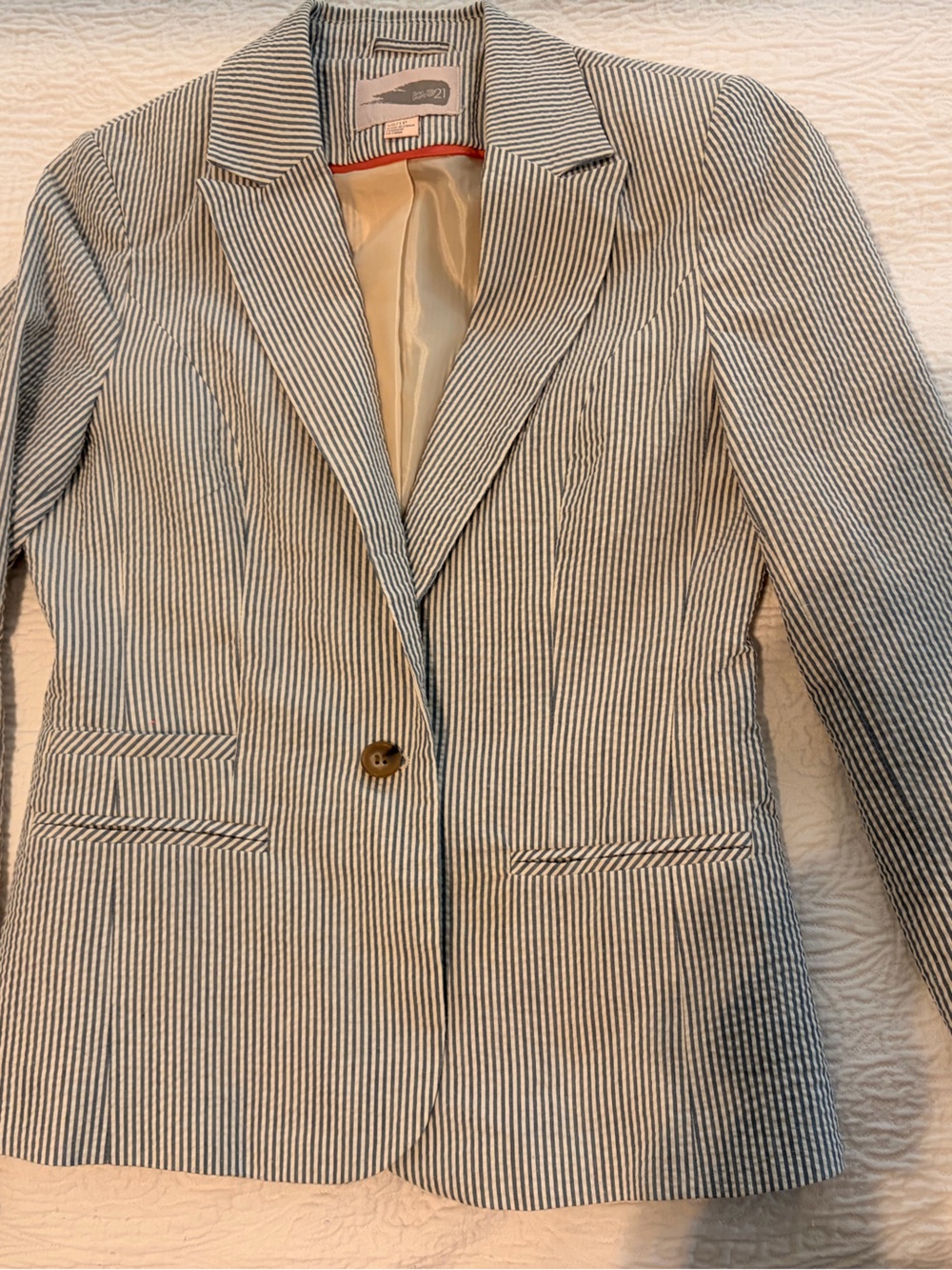 Forever 21 Blue & White Striped Blazer